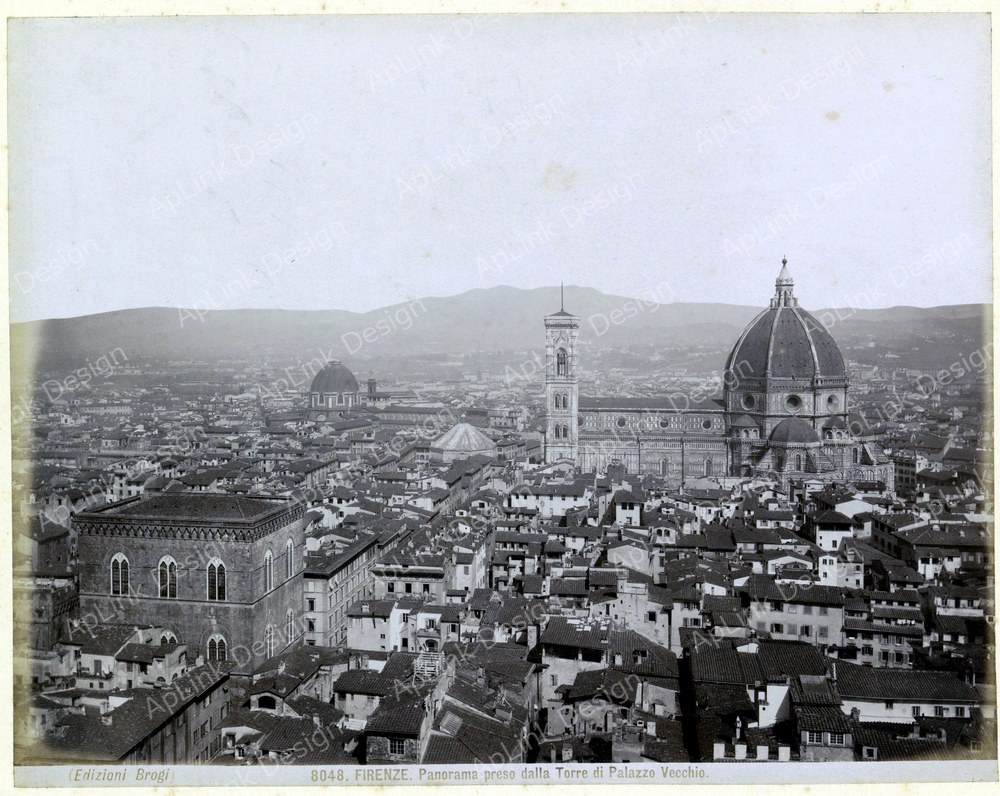 Gezicht op de Florence met rechts de Domkerk FIRENZE. Panorama preso dalla Torre di Palazzo Vecchio. (titel op object), RP-F-F01000-D.jpg — フィレンツェの古写真